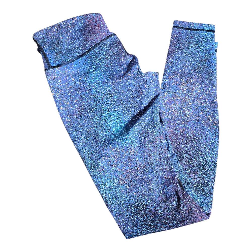 Lululemon‎ Women’s Size 6 Blue Multicolor Shimmer Print Leggings B23
